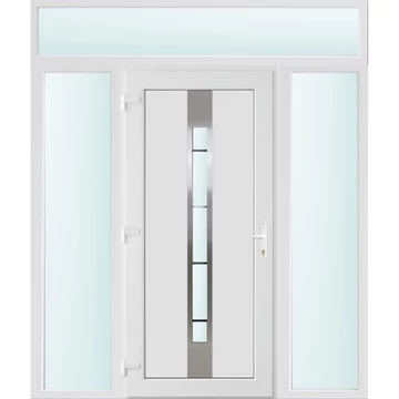 Műanyag bejárati ajtó 180x240 balos Manhattan 1 üveges 3 rétegű üveggel és hőszigetelt panellel 5 kamrás fehér