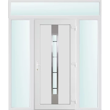 Műanyag bejárati ajtó 180x240 jobbos Manhattan 1 üveges 3 rétegű üveggel és hőszigetelt panellel 5 kamrás fehér