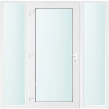 Műanyag bejárati ajtó 180x210 balos Baltimore üveges 2 rétegű üveggel, 5 kamrás fehér