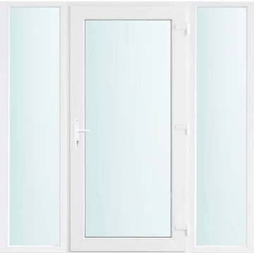 Műanyag bejárati ajtó 180x210 jobbos Baltimore üveges 2 rétegű üveggel, 5 kamrás fehér