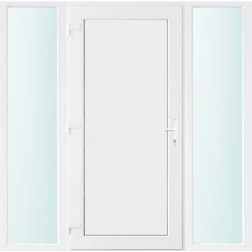 Műanyag bejárati ajtó 180x210 balos Delaware tömör 2 rétegű üveggel, 5 kamrás fehér