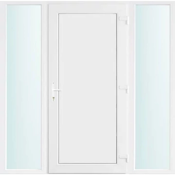 Műanyag bejárati ajtó 180x210 jobbos Delaware tömör 2 rétegű üveggel, 5 kamrás fehér