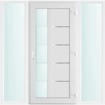 Műanyag bejárati ajtó 180x210 jobbos Indiana 1 üveges 2 rétegű üveggel, 5 kamrás fehér