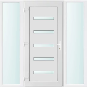 Műanyag bejárati ajtó 180x210 balos Jacksonville 5 üveges 2 rétegű üveggel, 5 kamrás fehér