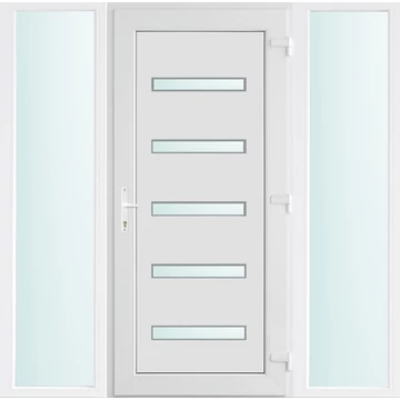 Műanyag bejárati ajtó 180x210 jobbos Jacksonville 5 üveges 2 rétegű üveggel, 5 kamrás fehér