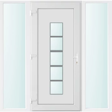 Műanyag bejárati ajtó 180x210 balos Maryland 1 üveges 2 rétegű üveggel, 5 kamrás fehér