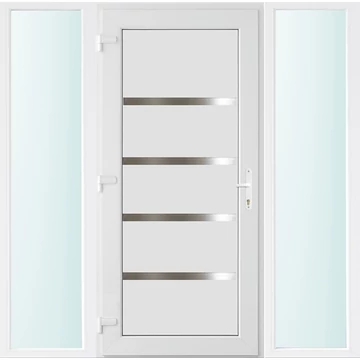 Műanyag bejárati ajtó 180x210 balos Norfolk tömör 2 rétegű üveggel, 5 kamrás fehér