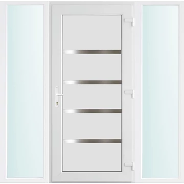 Műanyag bejárati ajtó 180x210 jobbos Norfolk tömör 2 rétegű üveggel, 5 kamrás fehér