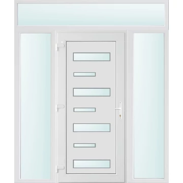 Műanyag bejárati ajtó 180x240 balos Georgia 7 üveges 2 rétegű üveggel és hőszigetelt panellel 5 kamrás fehér