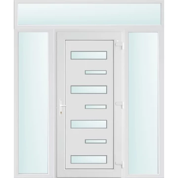 Műanyag bejárati ajtó 180x240 jobbos Georgia 7 üveges 2 rétegű üveggel, 5 kamrás fehér