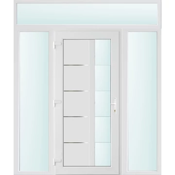 Műanyag bejárati ajtó 180x240 balos Indiana 1 üveges 2 rétegű üveggel és hőszigetelt panellel 5 kamrás fehér