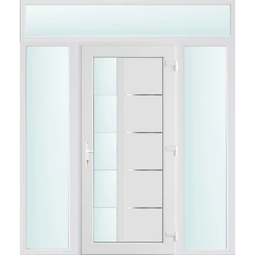 Műanyag bejárati ajtó 180x240 jobbos Indiana 1 üveges 2 rétegű üveggel és hőszigetelt panellel 5 kamrás fehér