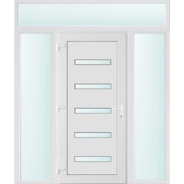 Műanyag bejárati ajtó 180x240 balos Jacksonville 5 üveges 2 rétegű üveggel, 5 kamrás fehér