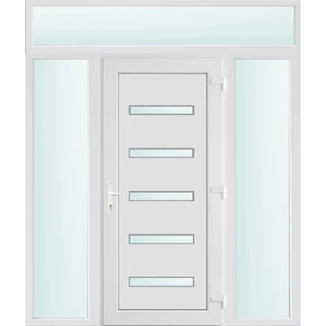 Műanyag bejárati ajtó 180x240 jobbos Jacksonville 5 üveges 2 rétegű üveggel, 5 kamrás fehér