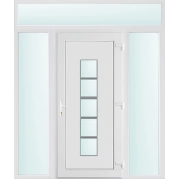 Műanyag bejárati ajtó 180x240 jobbos Maryland 1 üveges 2 rétegű üveggel, 5 kamrás fehér