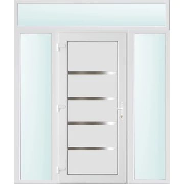 Műanyag bejárati ajtó 180x240 balos Norfolk tömör 3 rétegű üveggel és hőszigetelt panellel 5 kamrás fehér