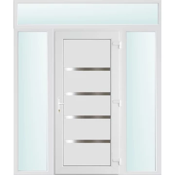 Műanyag bejárati ajtó 180x240 jobbos Norfolk tömör 3 rétegű üveggel és hőszigetelt panellel 5 kamrás fehér