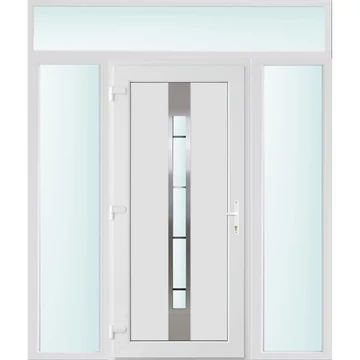 Műanyag bejárati ajtó 200x240 balos Manhattan 1 üveges 3 rétegű üveggel és hőszigetelt panellel 5 kamrás fehér