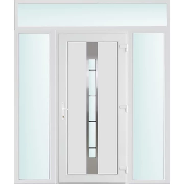 Műanyag bejárati ajtó 200x240 jobbos Manhattan 1 üveges 3 rétegű üveggel és hőszigetelt panellel 5 kamrás fehér