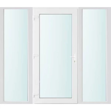 Műanyag bejárati ajtó 200x210 balos Baltimore üveges 2 rétegű üveggel, 5 kamrás fehér