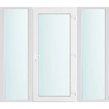 Műanyag bejárati ajtó 200x210 jobbos Baltimore üveges 2 rétegű üveggel, 5 kamrás fehér