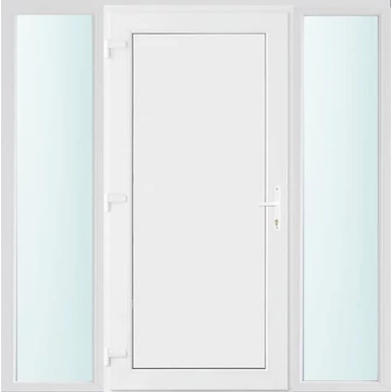 Műanyag bejárati ajtó 200x210 balos Delaware tömör 2 rétegű üveggel, 5 kamrás fehér