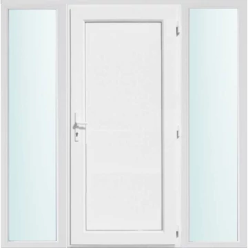 Műanyag bejárati ajtó 200x210 jobbos Delaware tömör 2 rétegű üveggel, 5 kamrás fehér