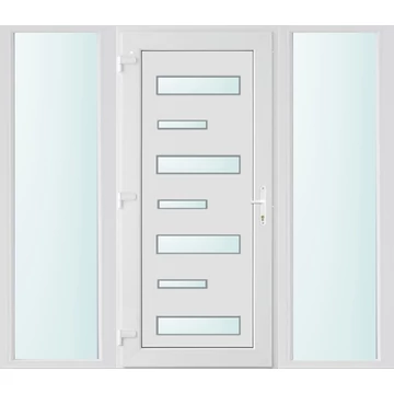 Műanyag bejárati ajtó 200x210 balos Georgia 7 üveges 2 rétegű üveggel és hőszigetelt panellel 5 kamrás fehér