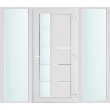 Műanyag bejárati ajtó 200x210 jobbos Indiana 1 üveges 2 rétegű üveggel, 5 kamrás fehér