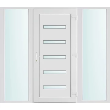 Műanyag bejárati ajtó 200x210 jobbos Jacksonville 5 üveges 2 rétegű üveggel, 5 kamrás fehér