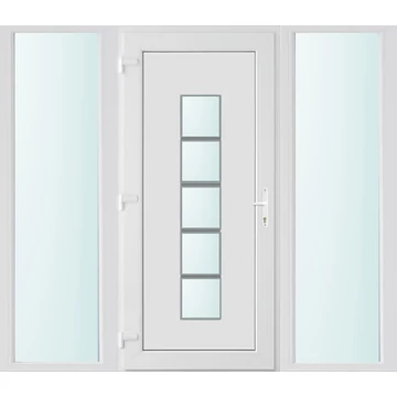 Műanyag bejárati ajtó 200x210 balos Maryland 1 üveges 2 rétegű üveggel, 5 kamrás fehér