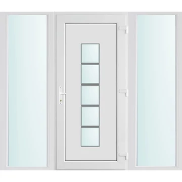 Műanyag bejárati ajtó 200x210 jobbos Maryland 1 üveges 2 rétegű üveggel, 5 kamrás fehér