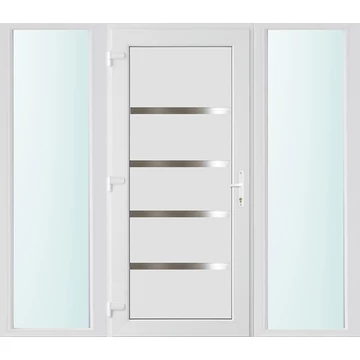 Műanyag bejárati ajtó 200x210 balos Norfolk tömör 2 rétegű üveggel és hőszigetelt panellel 5 kamrás fehér