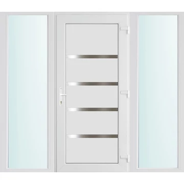 Műanyag bejárati ajtó 200x210 jobbos Norfolk tömör 2 rétegű üveggel, 5 kamrás fehér