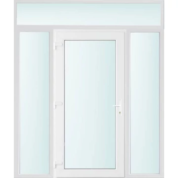 Műanyag bejárati ajtó 200x240 balos Baltimore üveges 2 rétegű üveggel, 5 kamrás fehér