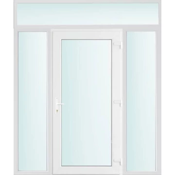 Műanyag bejárati ajtó 200x240 jobbos Baltimore üveges 2 rétegű üveggel, 5 kamrás fehér