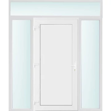 Műanyag bejárati ajtó 200x240 balos Delaware tömör 2 rétegű üveggel, 5 kamrás fehér