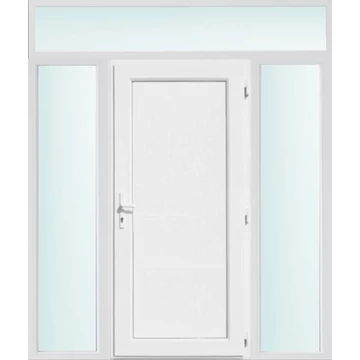 Műanyag bejárati ajtó 200x240 jobbos Delaware tömör 2 rétegű üveggel, 5 kamrás fehér
