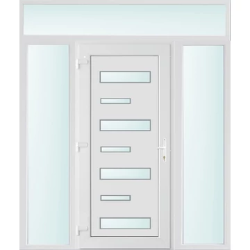 Műanyag bejárati ajtó 200x240 balos Georgia 7 üveges 2 rétegű üveggel, 5 kamrás fehér
