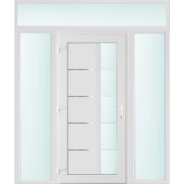 Műanyag bejárati ajtó 200x240 balos Indiana 1 üveges 2 rétegű üveggel és hőszigetelt panellel 5 kamrás fehér