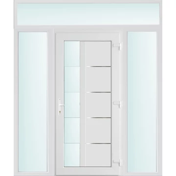 Műanyag bejárati ajtó 200x240 jobbos Indiana 1 üveges 2 rétegű üveggel, 5 kamrás fehér