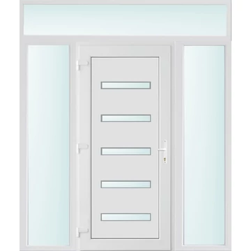 Műanyag bejárati ajtó 200x240 balos Jacksonville 5 üveges 2 rétegű üveggel, 5 kamrás fehér
