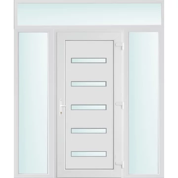 Műanyag bejárati ajtó 200x240 jobbos Jacksonville 5 üveges 2 rétegű üveggel, 5 kamrás fehér