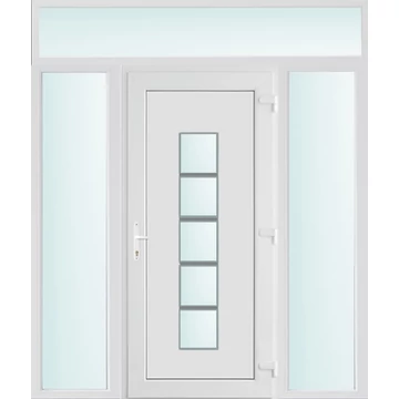 Műanyag bejárati ajtó 200x240 jobbos Maryland 1 üveges 2 rétegű üveggel, 5 kamrás fehér