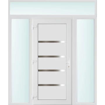 Műanyag bejárati ajtó 200x240 balos Norfolk tömör 3 rétegű üveggel és hőszigetelt panellel 5 kamrás fehér