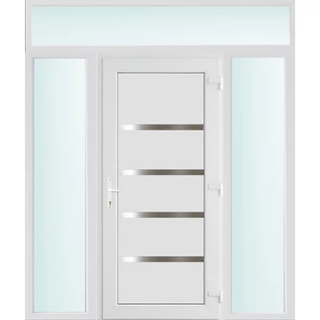 Műanyag bejárati ajtó 200x240 jobbos Norfolk tömör 3 rétegű üveggel és hőszigetelt panellel 5 kamrás fehér