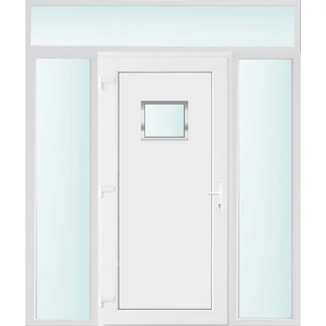 Műanyag bejárati ajtó 200x240 balos Washington 1 üveges 2 rétegű üveggel, 5 kamrás fehér
