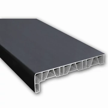 Antracitszürke fóliázott műanyag párkány 60 cm hosszú 15 cm mély vizorral együtt kamrás szerkezetű csak belső használatra ren 02.11.71.000041-116700