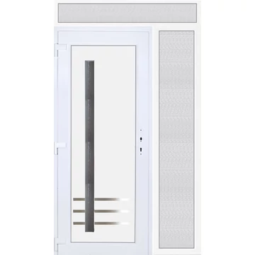 Műanyag bejárati ajtó felül+oldalvilágítóval 140x240 balos Daytona 1 üveges 5 kamrás fehér