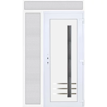 Műanyag bejárati ajtó felül+oldalvilágítóval 140x240 jobbos Daytona 1 üveges 5 kamrás fehér